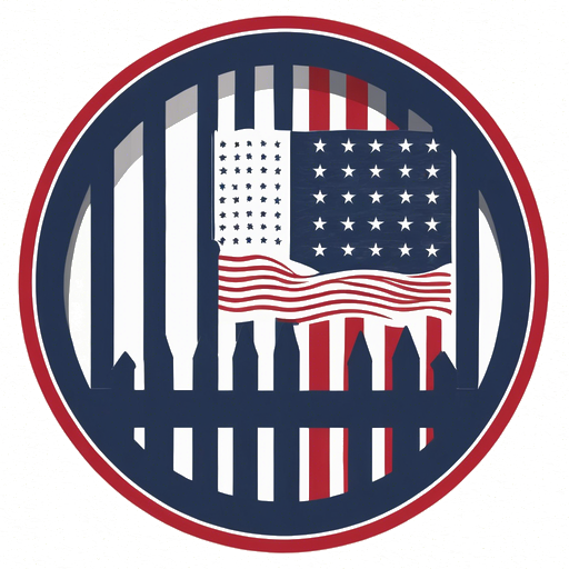 All American Fence Co. logo â€” American flag and fence emblem